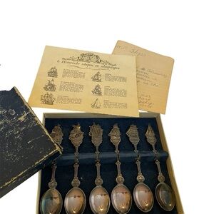 Vintage Dutch metal Demitasse Ship Spoons Set